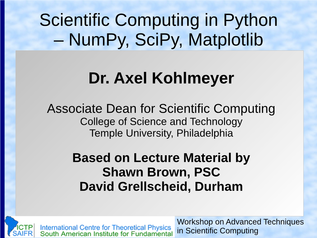 Scientific Computing In Python – Numpy, Scipy, Matplotlib - DocsLib