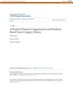 A Model of Human Categorization and Similarity Based Upon Category Theory Michael Healy