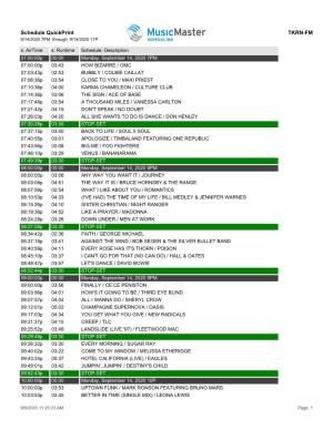 Schedule Quickprint TKRN-FM