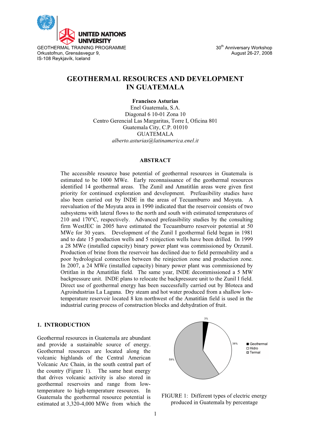 Geothermal Resources and Development in Guatemala