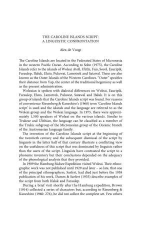 The Caroline Islands Script: a Linguistic Confrontation