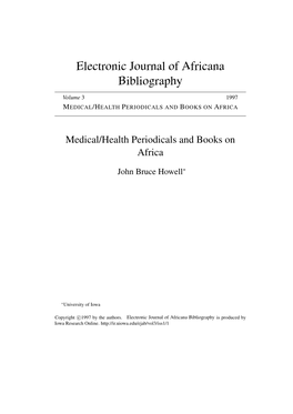 Medical/Health Periodicals and Books on Africa