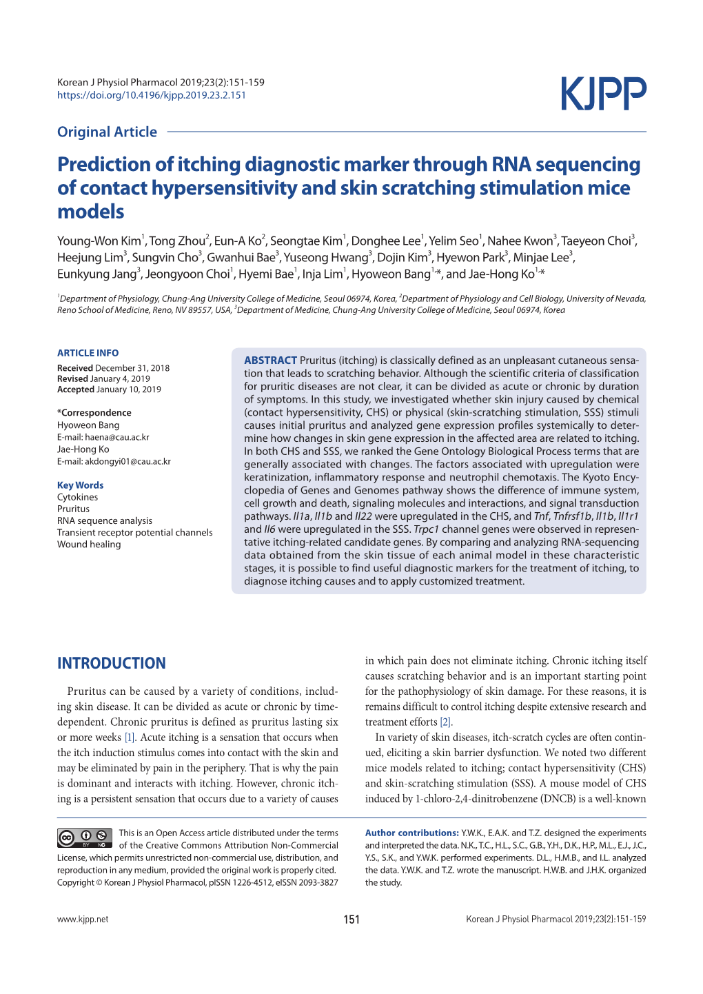 Prediction of Itching Diagnostic Marker Through RNA Sequencing of Contact Hypersensitivity and Skin Scratching Stimulation Mice Models