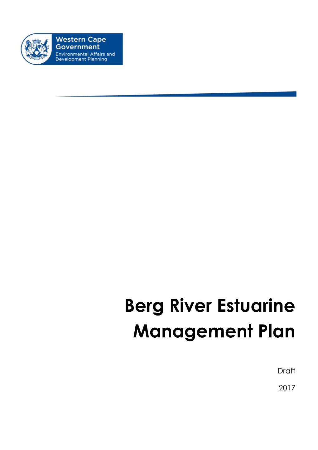 Berg River Estuarine Management Plan
