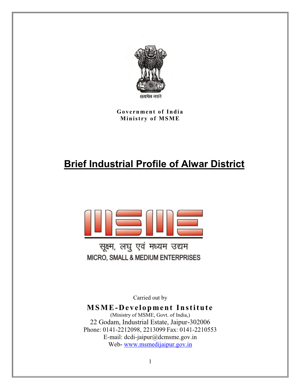 Brief Industrial Profile of Alwar District