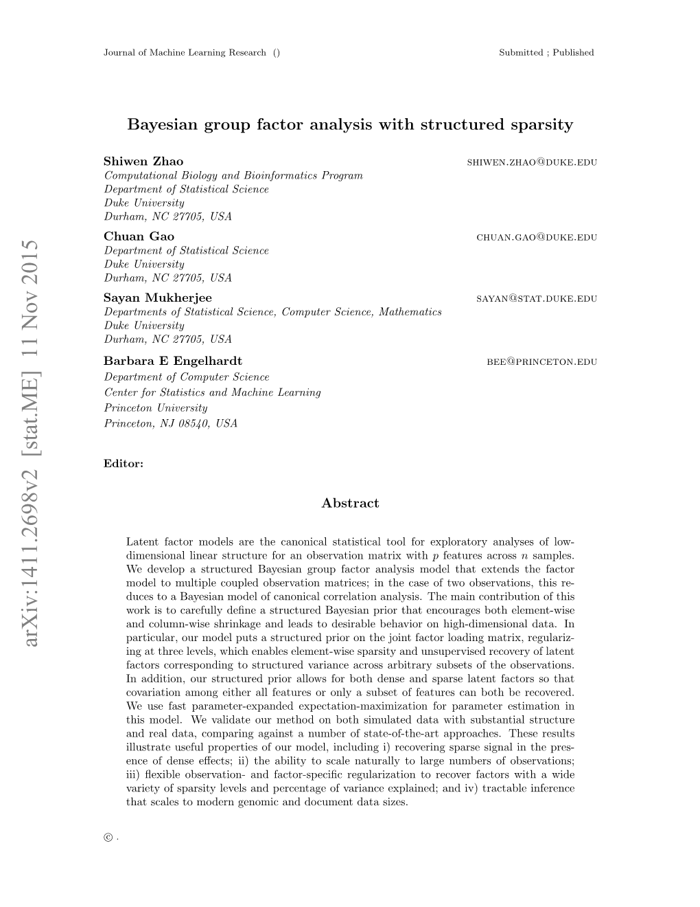 Bayesian Group Latent Factor Analysis with Structured Sparsity