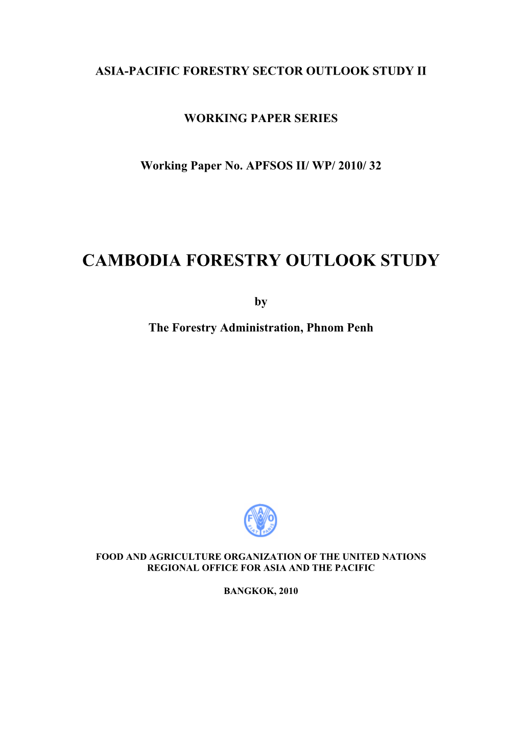 Cambodia Forestry Outlook Study