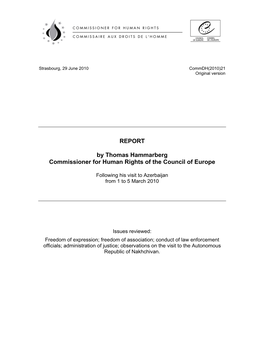 REPORT by Thomas Hammarberg Commissioner for Human Rights Of