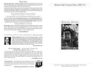 Rawson Duo Concert Series, 2012-13 and Piano Together with the Art of Chocolate and Dessert Wine