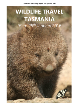 Wildlife Travel Tasmania 2016