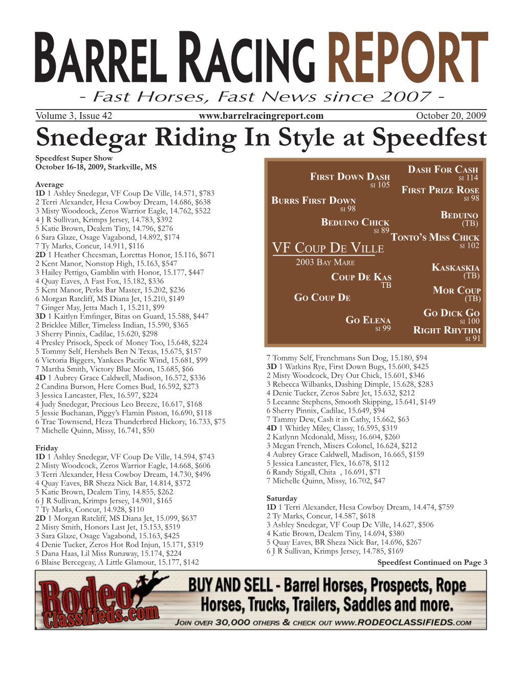 Snedegar Riding in Style at Speedfest