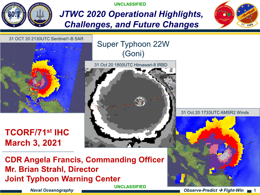 JTWC 2020 Operational Highlights, Challenges, and Future Changes