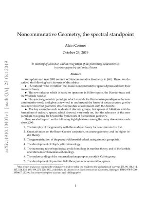 Noncommutative Geometry, the Spectral Standpoint Arxiv