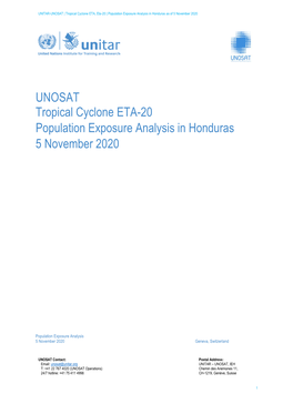 UNOSAT Tropical Cyclone ETA-20 Population Exposure Analysis in Honduras 5 November 2020