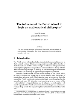 The Influence of the Polish School in Logic on Mathematical Philosophy