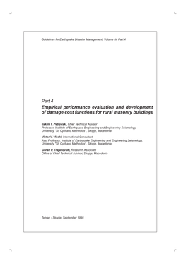 Part 4 Empirical Performance Evaluation and Development of Damage Cost Functions for Rural Masonry Buildings