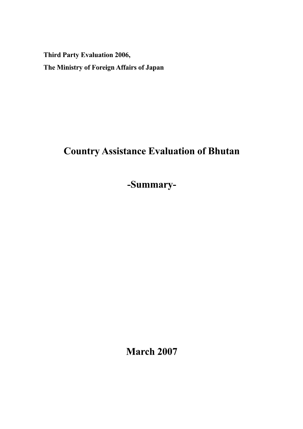 Country Assistance Evaluation of Bhutan