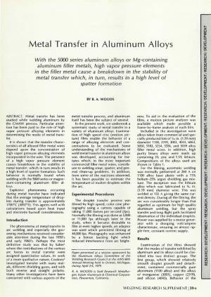 Metal Transfer in Aluminum Alloys