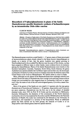 Biosynthesis of 9-Phenylphenalenones in Plants Of