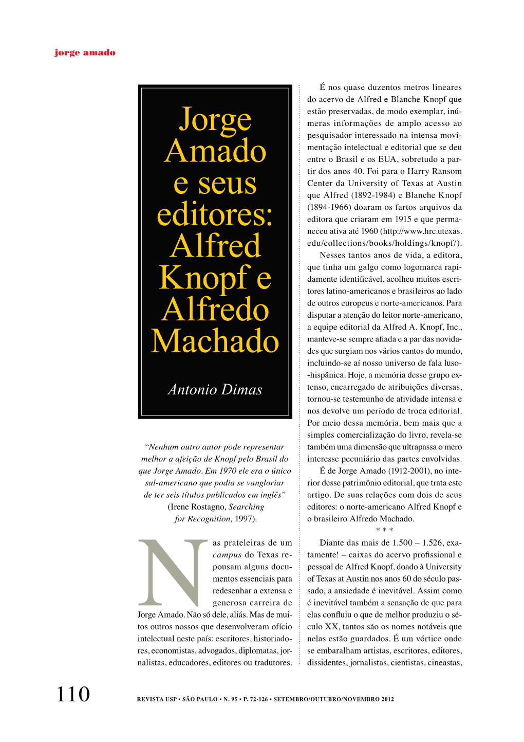 Alfred Knopf E Alfredo Machado