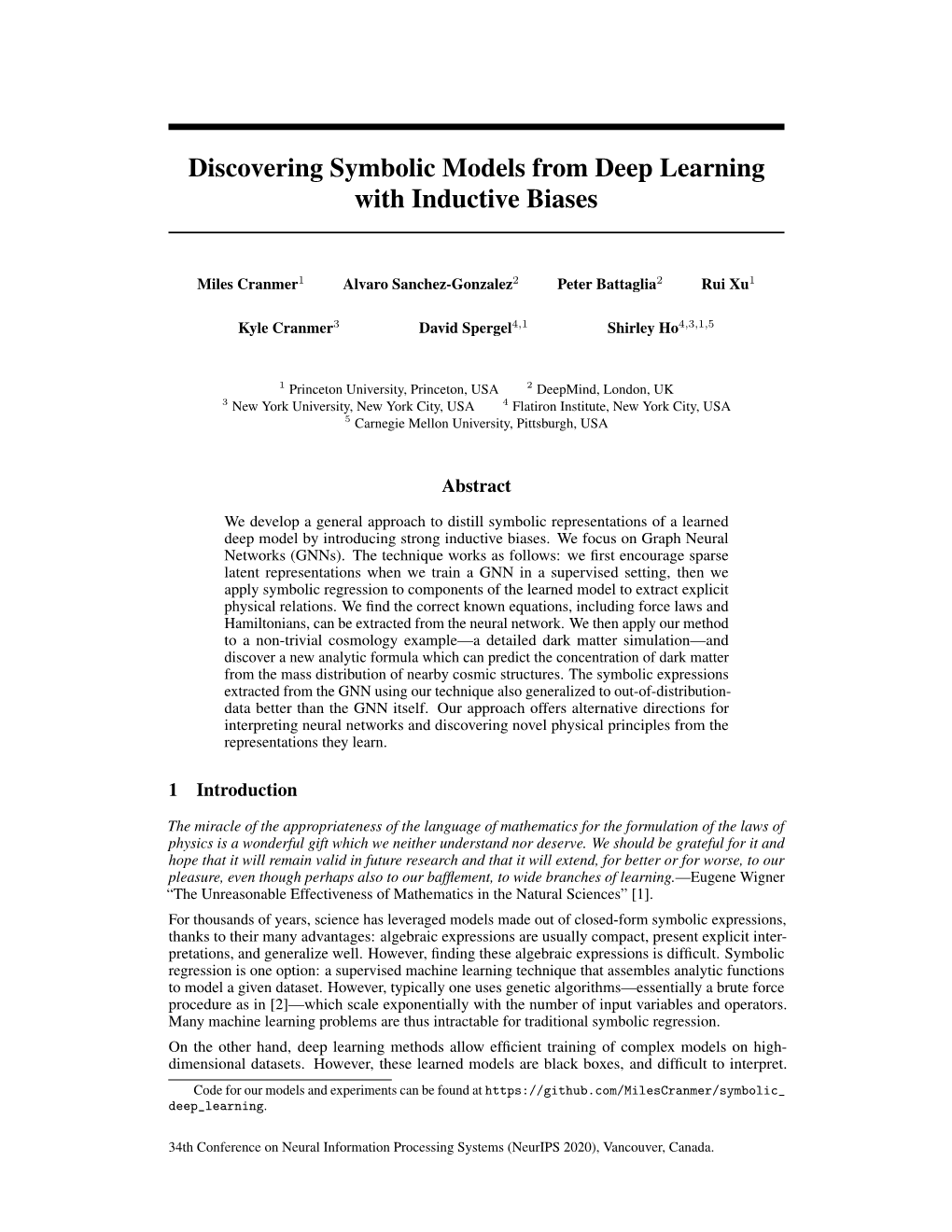 Discovering Symbolic Models from Deep Learning with Inductive Biases