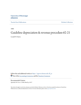 Guideline Depreciation & Revenue Procedure 62-21