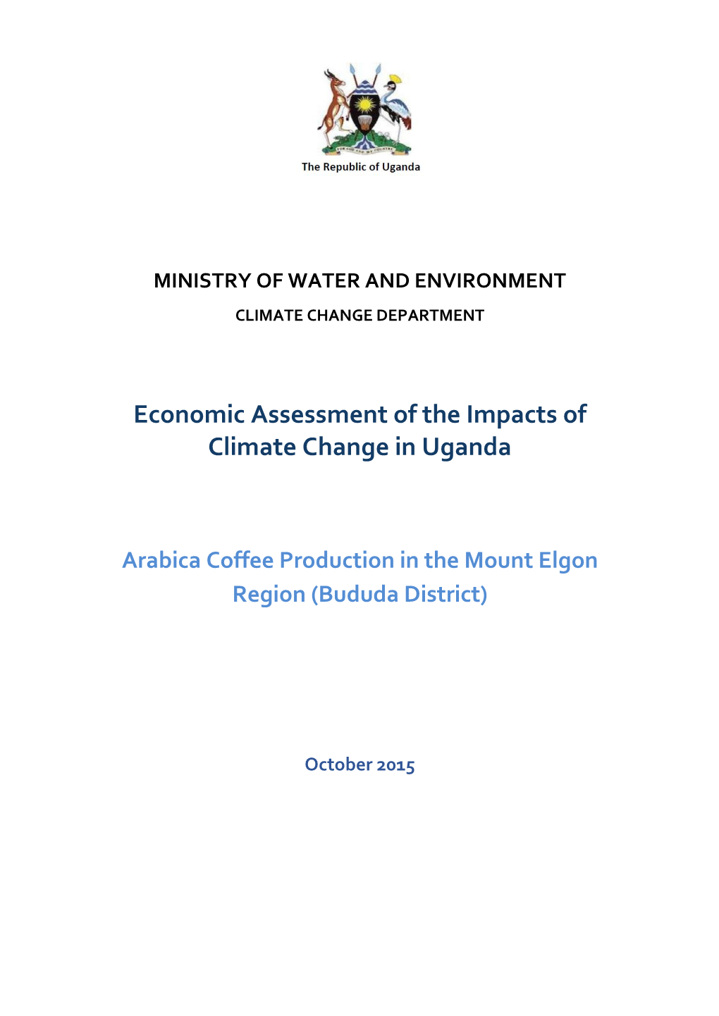 Economic Assessment of the Impacts of Climate Change in Uganda