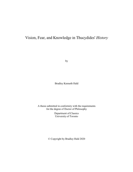 Vision, Fear, and Knowledge in Thucydides' History