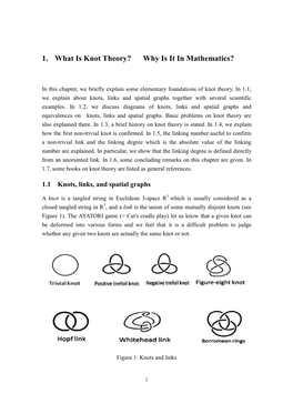 1. What Is Knot Theory? Why Is It in Mathematics?