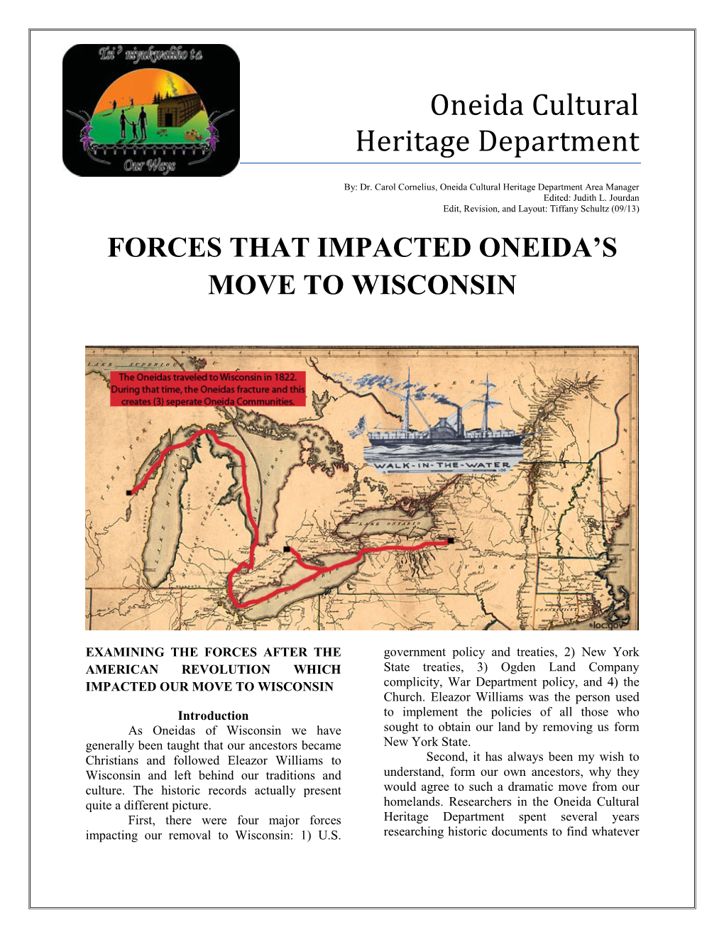 Forces That Impacted Oneidas Move to Wisconsin