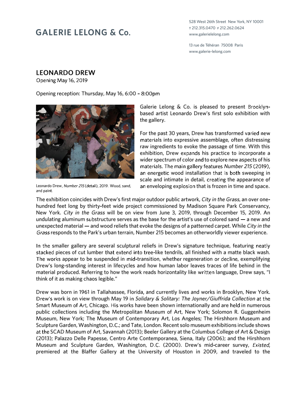 Leonardo Drew Press Release