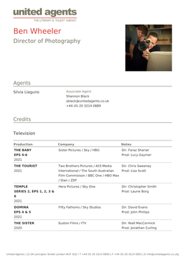 Ben Wheeler Director of Photography