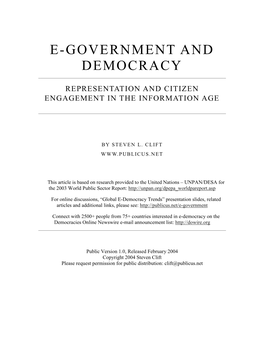 E-Government and Democracy