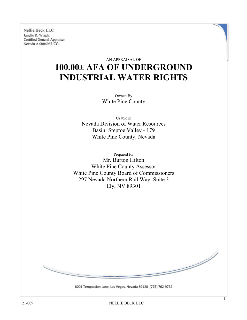 100.00± Afa of Underground Industrial Water Rights