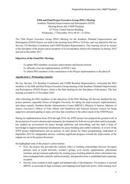 Prepared by Governance Unit, UNDP Thailand 1 Fifth and Final Project