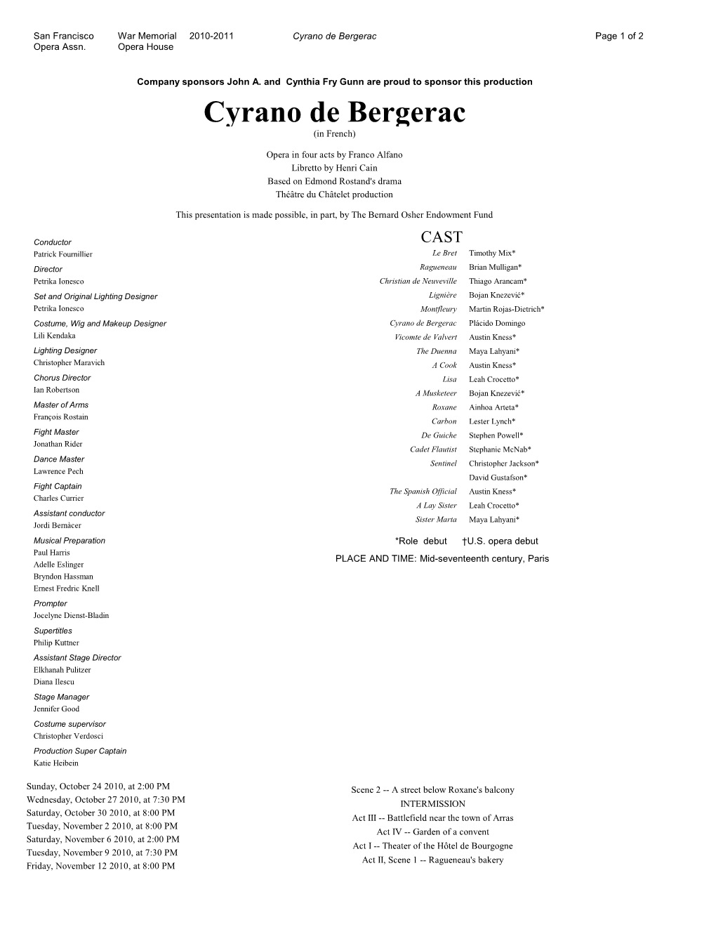 Cyrano De Bergerac Page 1 of 2 Opera Assn