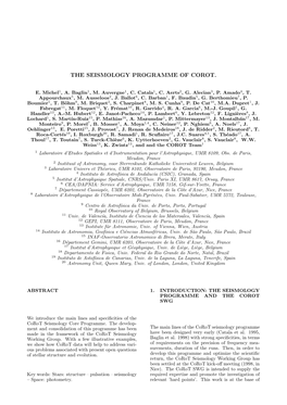 The Seismology Programme of Corot