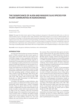 The Significance of Alien and Invasive Slug Species for Plant Communities in Agrocenoses