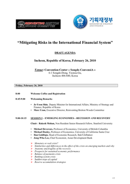 Mitigating Risks in the International Financial System”