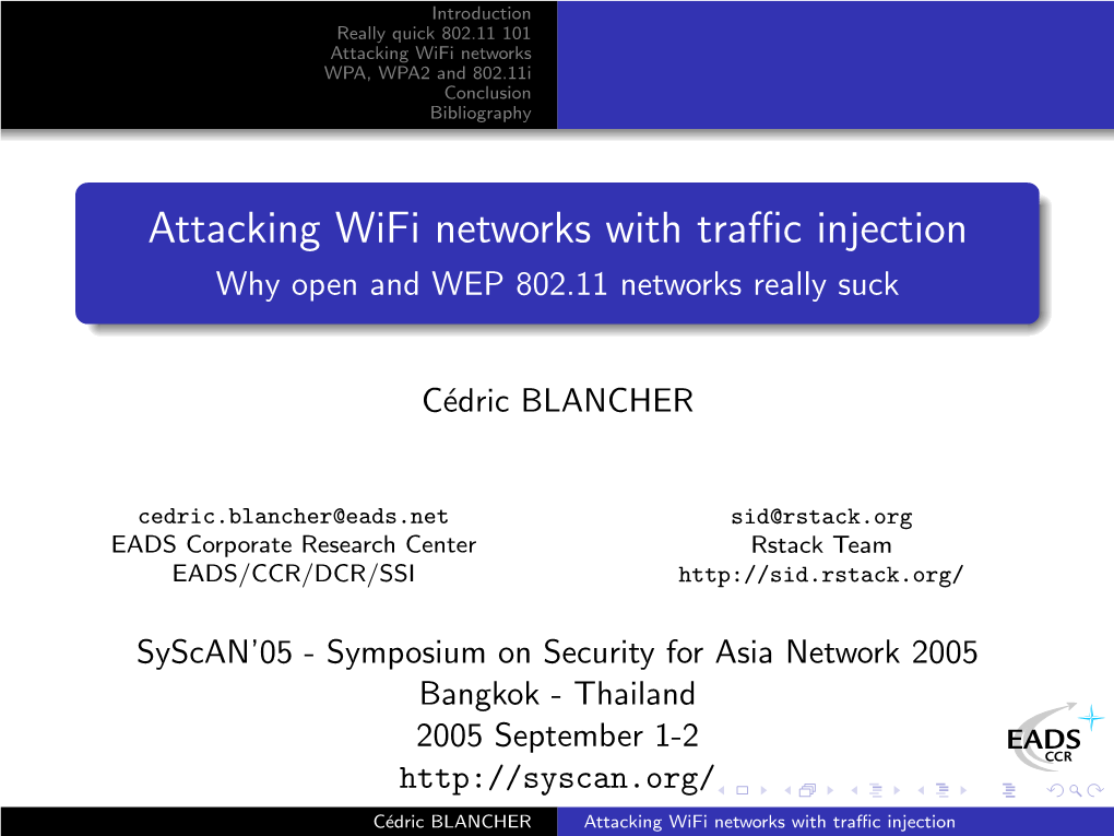 Attacking Wifi Networks with Traffic Injection