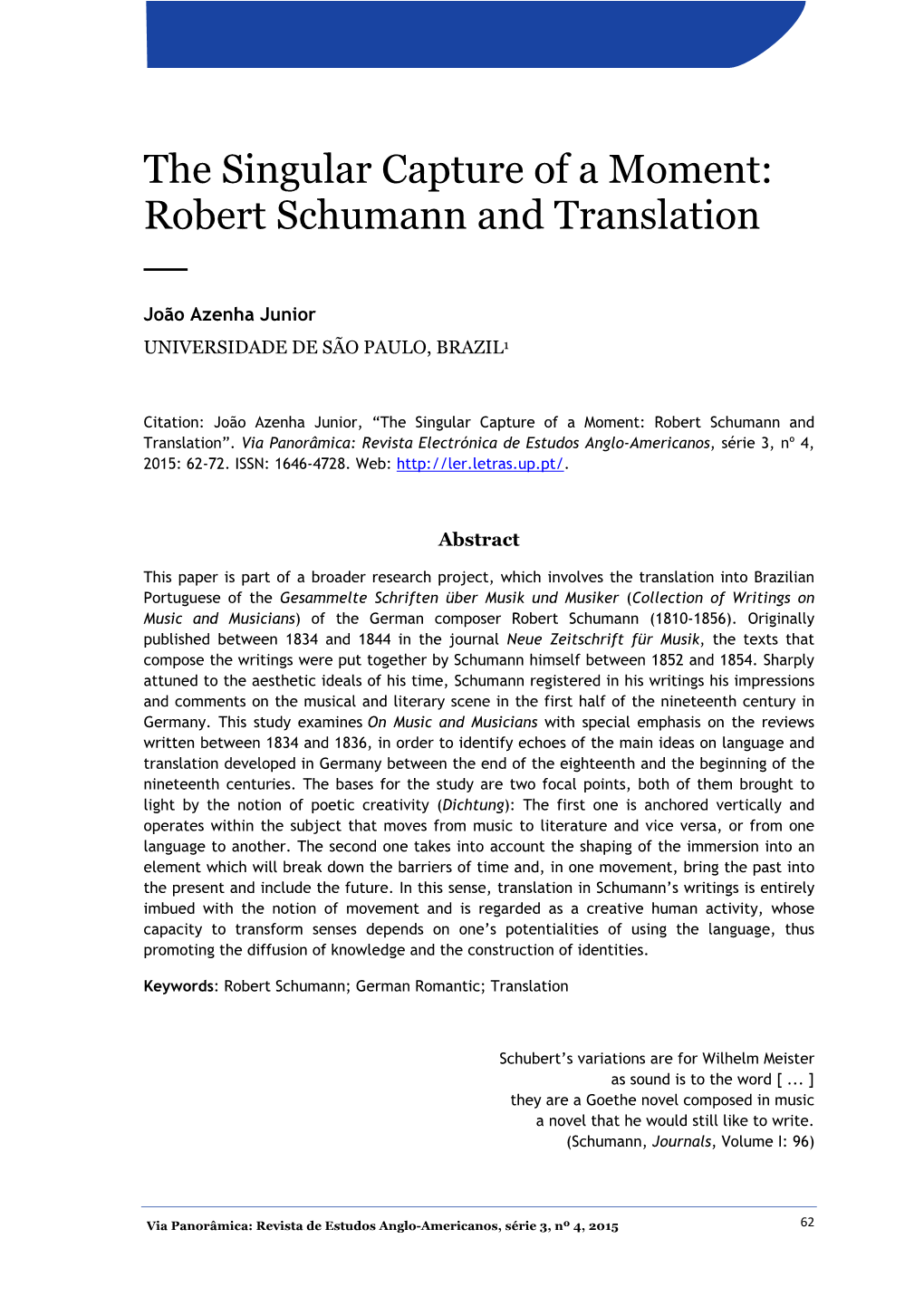 Robert Schumann and Translation