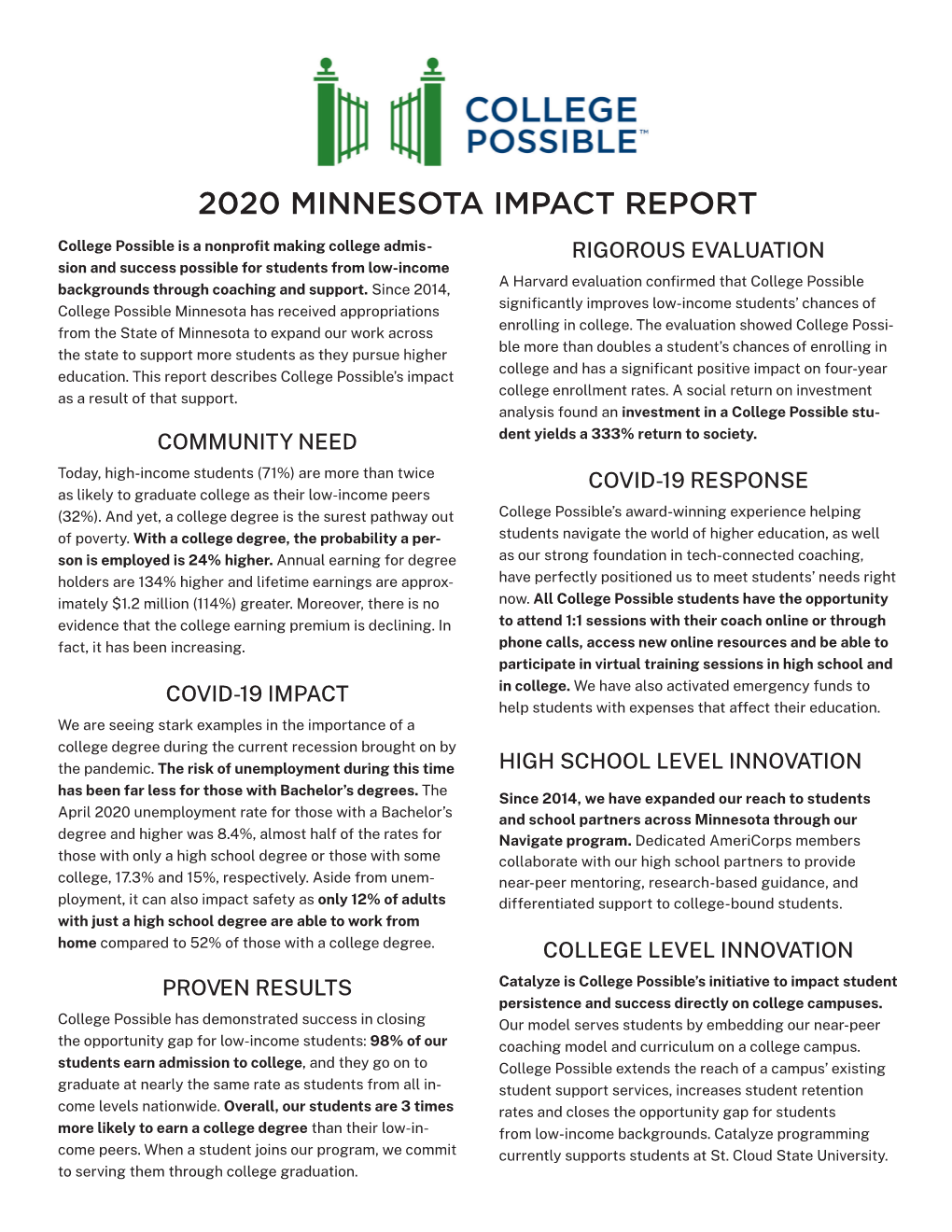 2020 Minnesota Impact Report