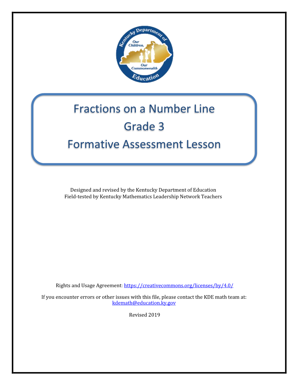 KDE Representing Fractions on a Number Line Grade 3