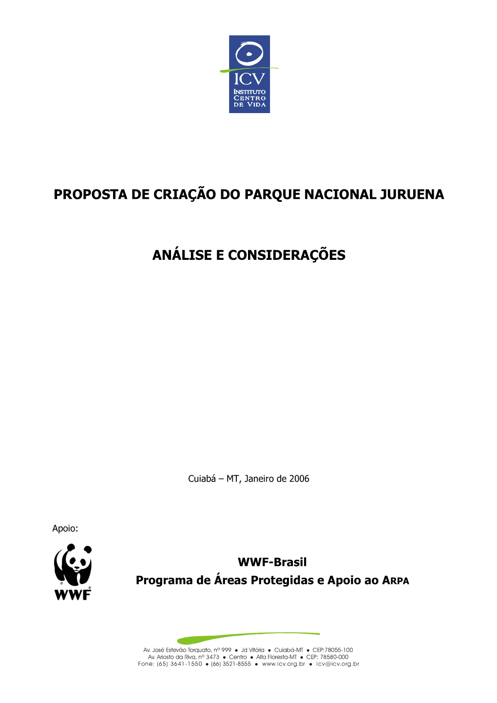 Proposta De Criação Do Parque Nacional Juruena Análise E