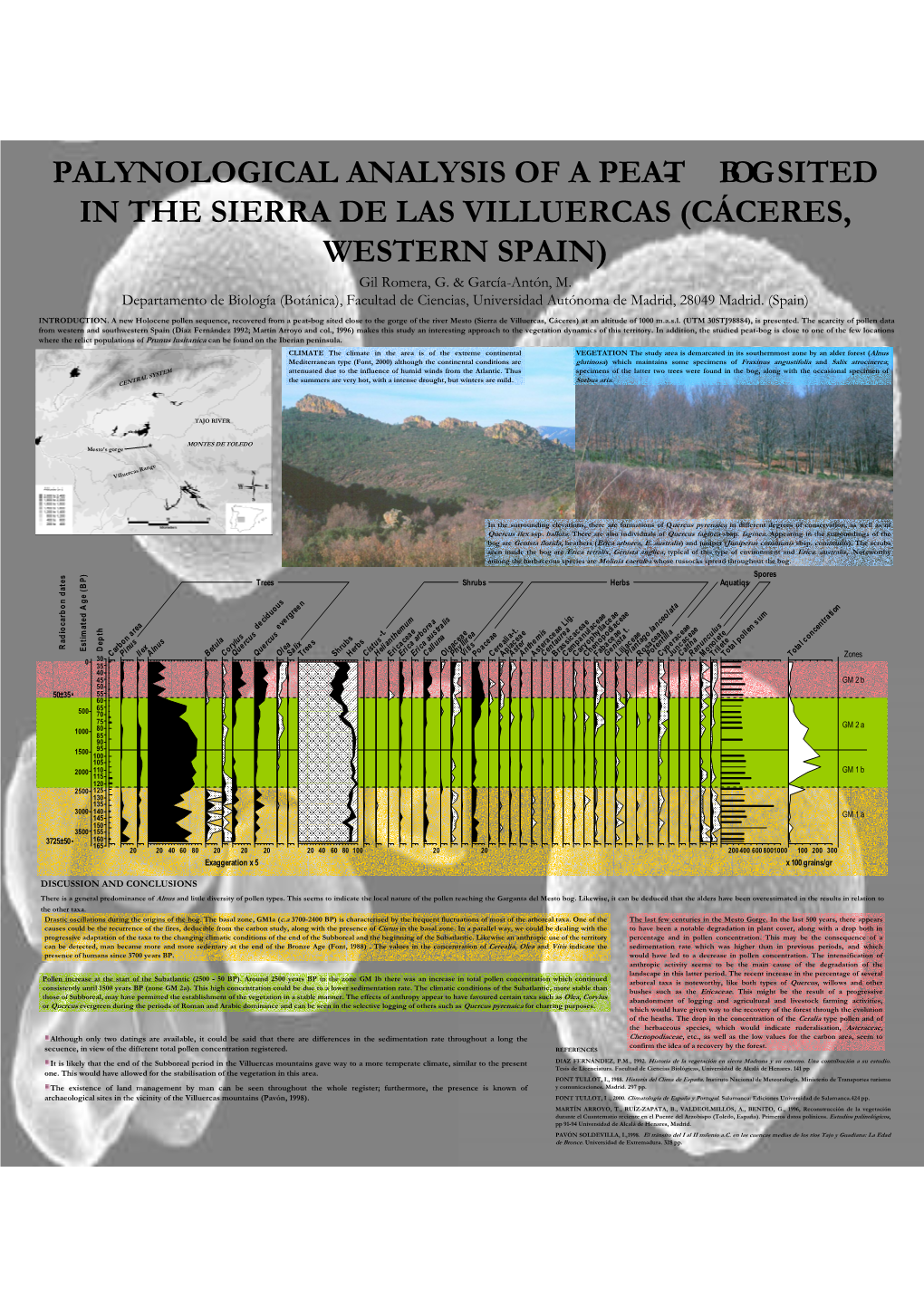 PALYNOLOGICAL ANALYSIS of a PEAT- BOG SITED in the SIERRA DE LAS VILLUERCAS (CÁCERES, WESTERN SPAIN) Gil Romera, G