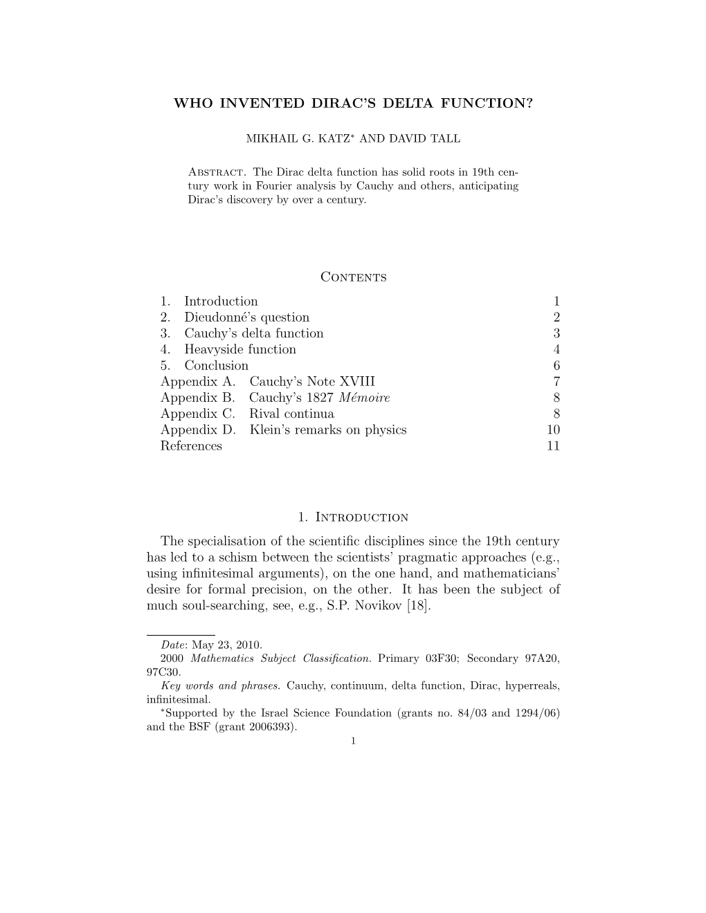 Who Invented Dirac's Delta Function?