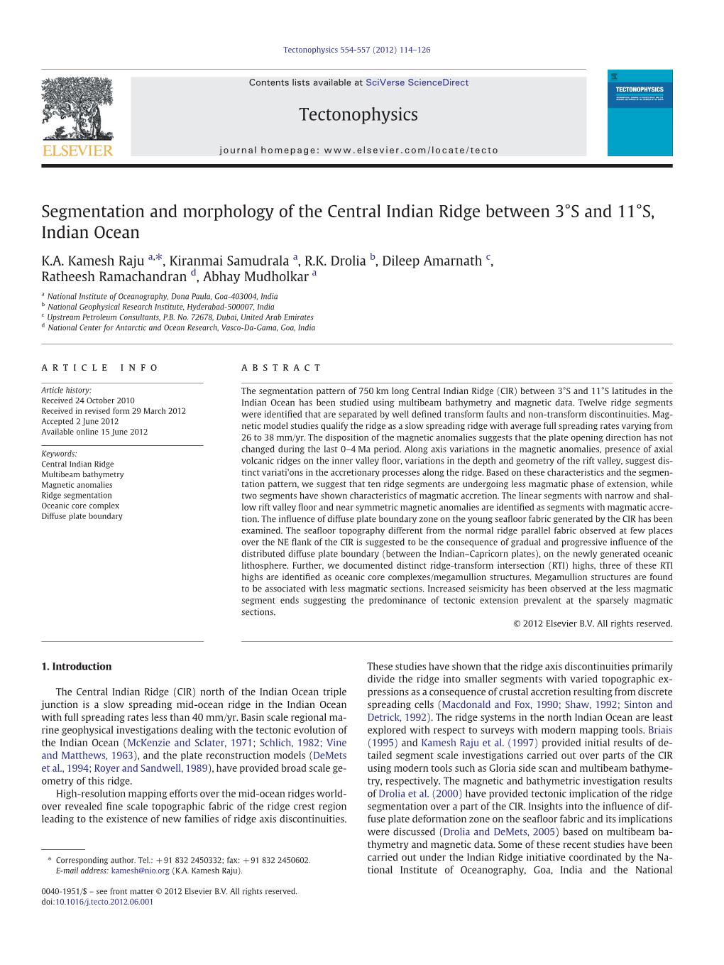 Segmentation and Morphology of the Central Indian Ridge Between 3°S and 11°S, Indian Ocean