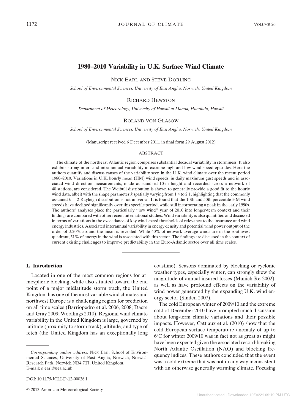 1980–2010 Variability in U.K. Surface Wind Climate