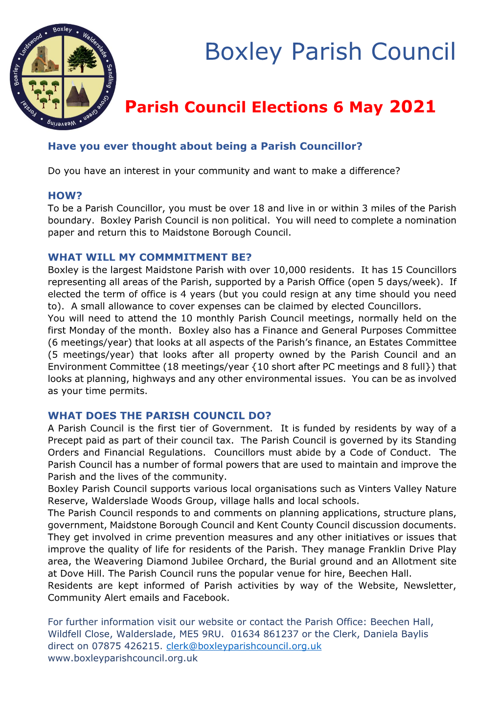 Parish Council Elections 6 May 2021