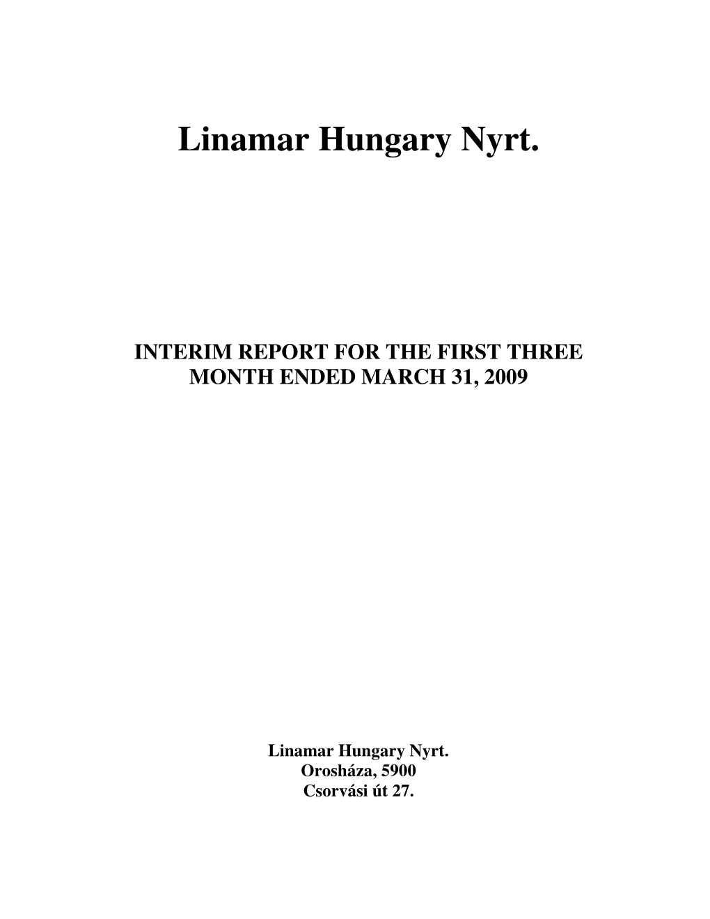 Linamar Hungary Nyrt